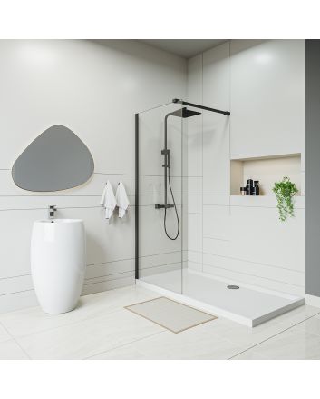 Black Wetroom / Walk-In Shower Screen, 2000 (H) x 800mm (W)