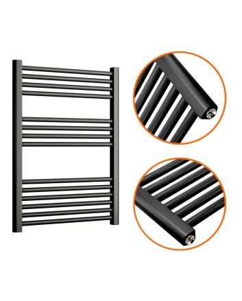 800 x 600mm Straight Black Heated Towel Rail
