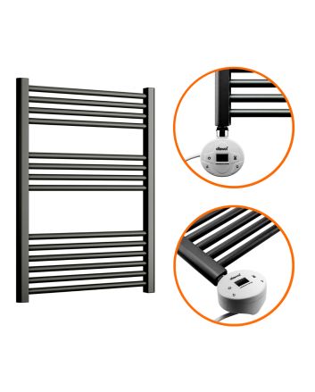 800 x 600mm Electric Black Heated Towel Rail