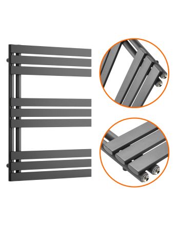 850 x 600mm Anthracite Flat Panel Bathroom Towel Radiator