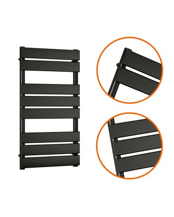 800 x 450mm Black Heated Towel Rail, Bathroom Radiator