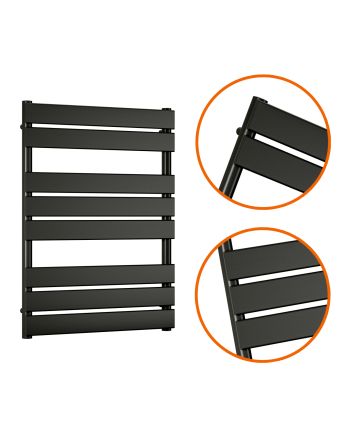 800 x 600mm Black Heated Towel Rail, Bathroom Radiator