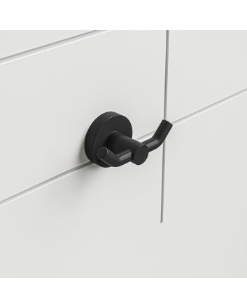 Modern Black Towel / Dressing Gown Holder, Round Design