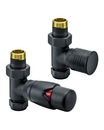 Modern Black Thermostatic Radiator Valves, Straight Fitment