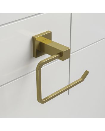 Modern Brushed Brass Toilet Roll Holder, Square Design