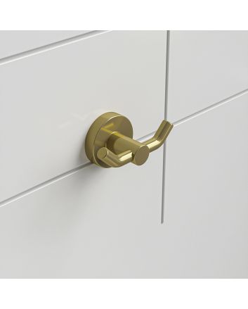 Modern Brushed Brass Towel / Dressing Gown Holder, Round Design