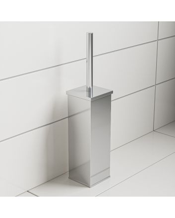 Modern Chrome Toilet Brush With Holder, Square Design