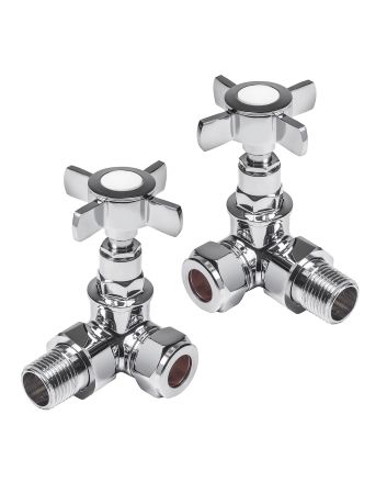Traditional Chrome Radiator Valves, Corner Fitment