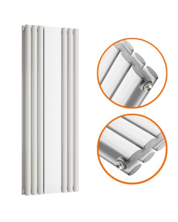 1800 x 531mm White Vertical Radiator With Mirror, Double Panel 