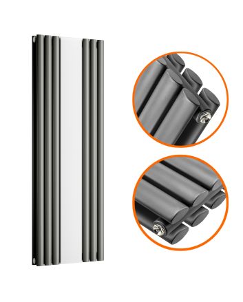 1800 x 531mm Anthracite Vertical Radiator With Mirror, Double Panel 
