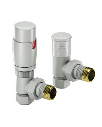 Modern Feather Grey Thermostatic Radiator Valves, Angled Fitment