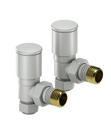 Modern Feather Grey Radiator Valves, Angled Fitment