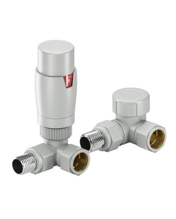 Modern Feather Grey Thermostatic Radiator Valves, Corner Fitment
