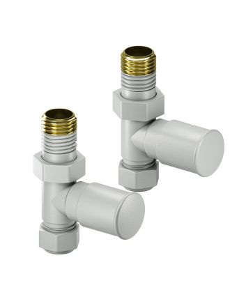 Modern Feather Grey Radiator Valves, Straight Fitment