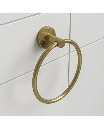 Modern Brushed Brass Towel Holder / Ring, Round Design