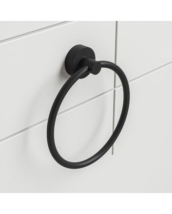 Modern Black Towel Holder / Ring, Round Design
