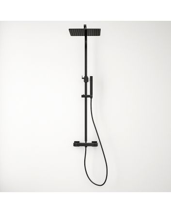 Lucerne Black Thermostatic Shower, Square Head