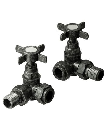 Traditional Pewter Radiator Valves, Corner Fitment