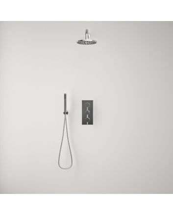 Belluno Chrome Triple Thermostatic Valve + Square Shower Head + Handset 