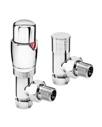 Modern Chrome Thermostatic Radiator Valves, Angled Fitment