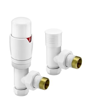 Modern White Thermostatic Radiator Valves, Angled Fitment