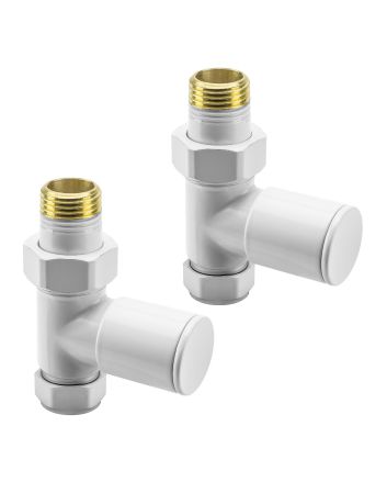Modern White Radiator Valves, Straight Fitment