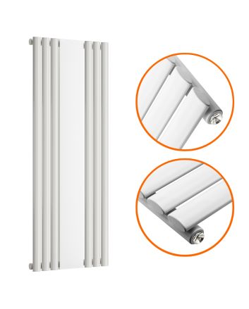 1800 x 531mm White Vertical Radiator With Mirror, Single Panel 