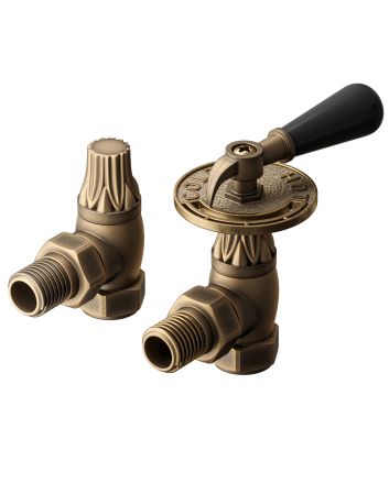 Traditional Antique Brass Thermostatic Lever Handle Valves, Angled Fitment