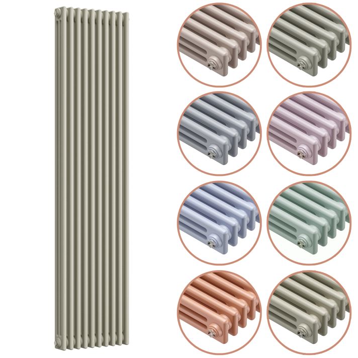 1800 x 470mm 'Pick A Pastel' Vertical Traditional 3 Column Radiator