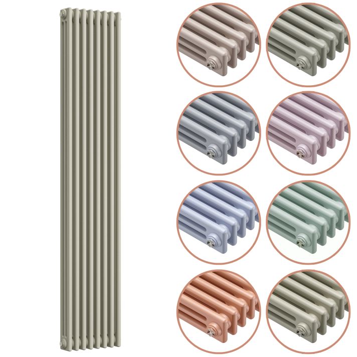 1500 x 383mm 'Pick A Pastel' Vertical Traditional 3 Column Radiator
