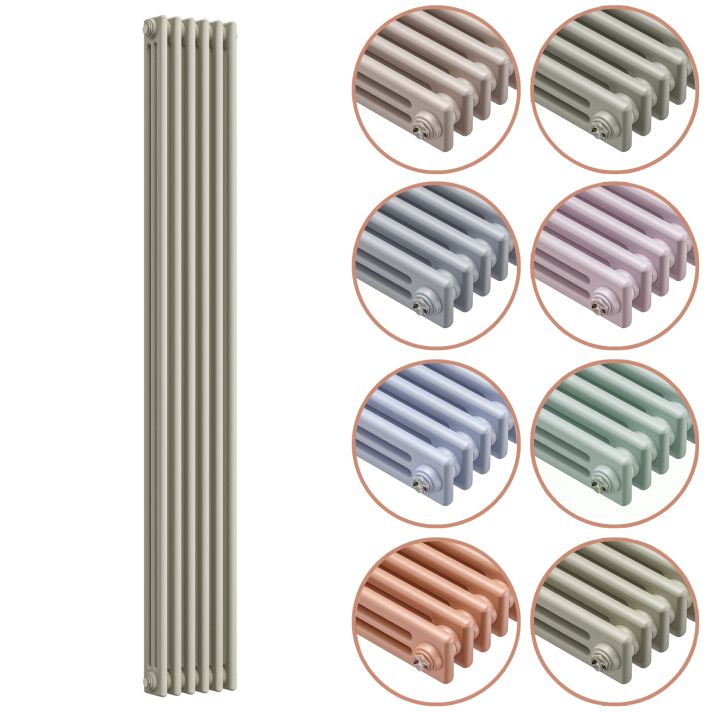 1800 x 293mm 'Pick A Pastel' Vertical Traditional 3 Column Radiator