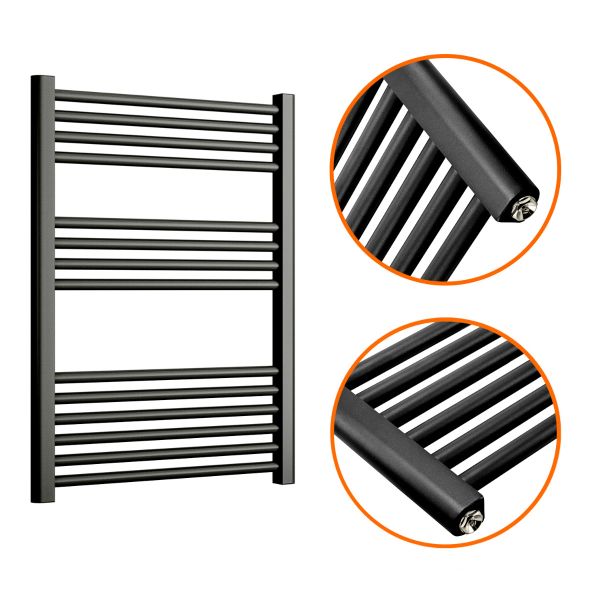 Black towel radiator 600mm wide on sale