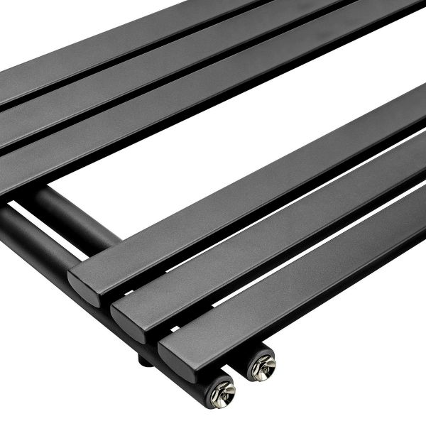 1510 x 600mm Black Flat Panel Bathroom Towel Radiator