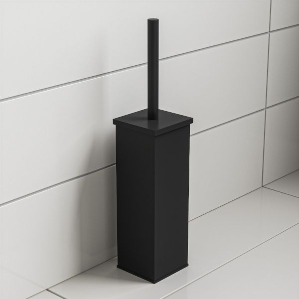 Black toilet shop brush and holder