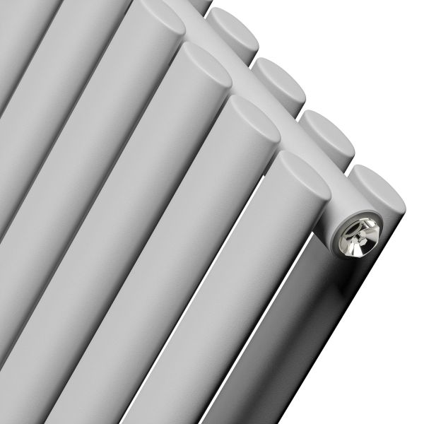 635 x 834mm Feather Grey Double Oval Tube Horizontal Radiator