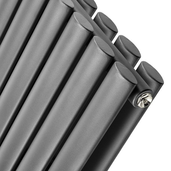 1600 x 354mm Anthracite Double Oval Tube Vertical Radiator