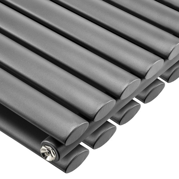 1600 x 354mm Anthracite Double Oval Tube Vertical Radiator