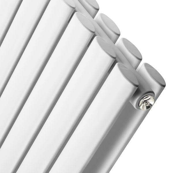 1600 x 472mm White Double Oval Tube Vertical Radiator