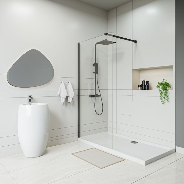 Black Wetroom / Walk-In Shower Screen, 2000 (H) x 1000mm (W)