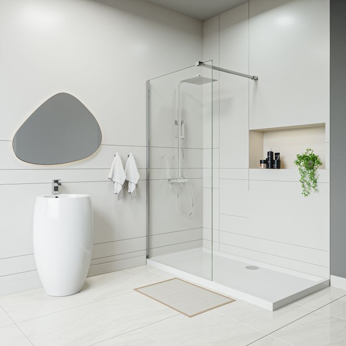 Chrome Wetroom / Walk-In Shower Screen, 2000 (H) x 1000mm (W)