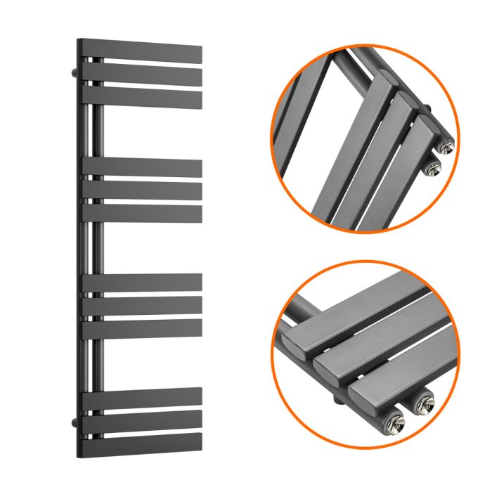 1180 x 400mm Anthracite Flat Panel Bathroom Towel Radiator