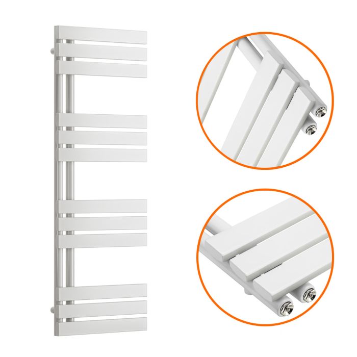 1180 x 400mm White Flat Panel Bathroom Towel Radiator