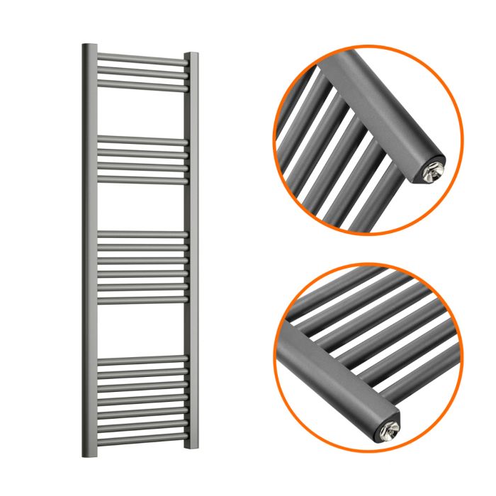 1200 x 400mm Straight Anthracite Heated Towel Rail