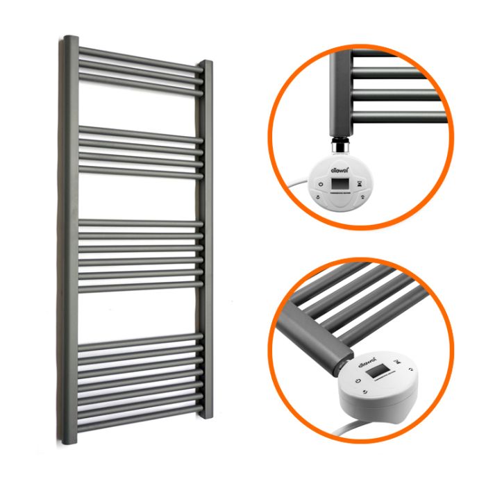 1200 x 400mm Electric Anthracite Heated Towel Rail