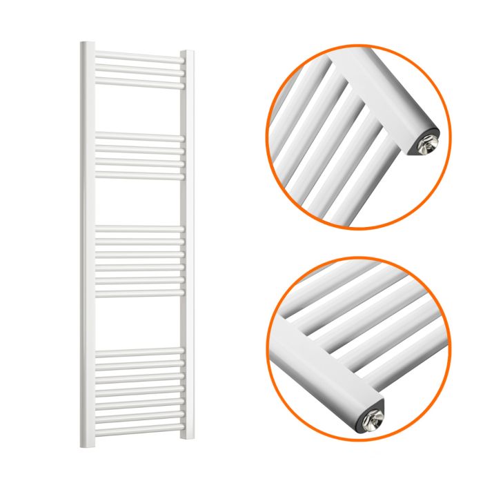 1200 x 400mm Straight White Heated Towel Rail