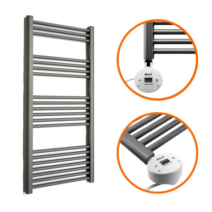 1200 x 500mm Electric Anthracite Heated Towel Rail