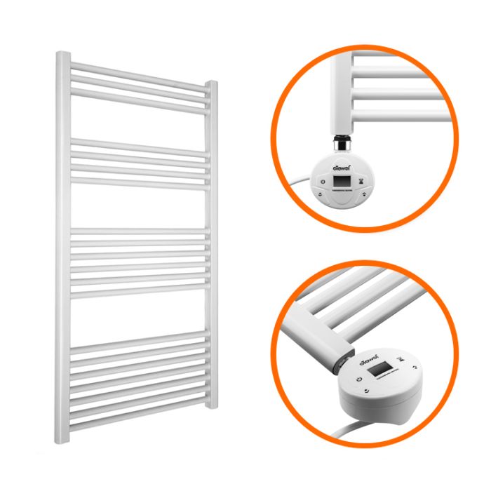 1200 x 600mm Electric White Heated Towel Rail