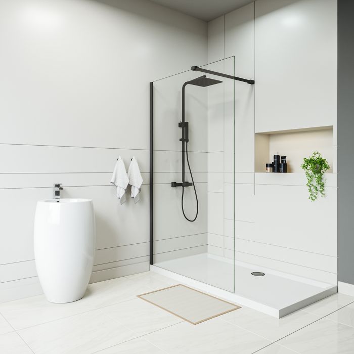 Black Wetroom / Walk-In Shower Screen, 2000 (H) x 1200mm (W)