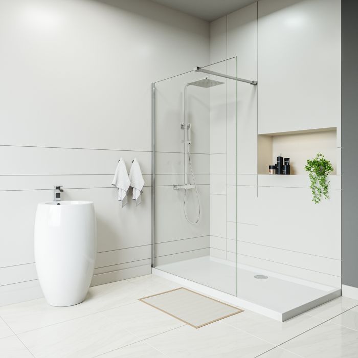 Chrome Wetroom / Walk-In Shower Screen, 2000 (H) x 1200mm (W)