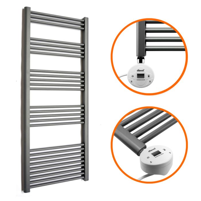 1600 x 600mm Electric Anthracite Heated Towel Rail